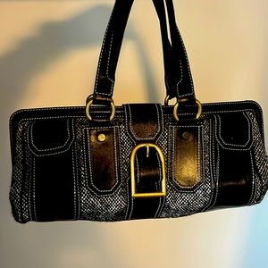 CELINE Ella Frame Black tweed and leather handbag. Great condition!